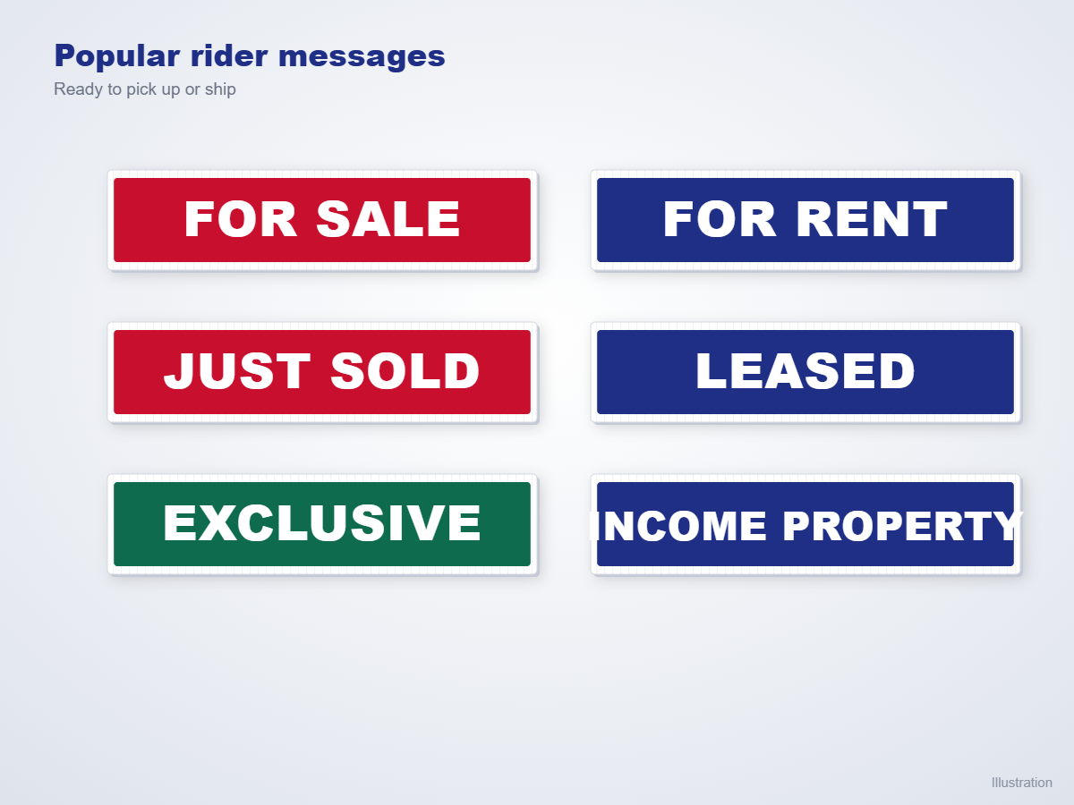 Illustration of six popular generic real estate rider messages